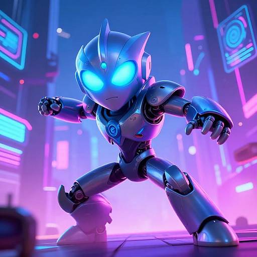 Futuristic Robotic Creature in Cyberpunk City