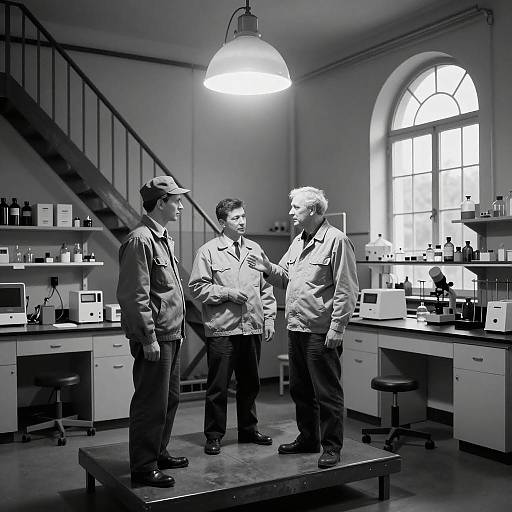 Industrial Laboratory in Black and White