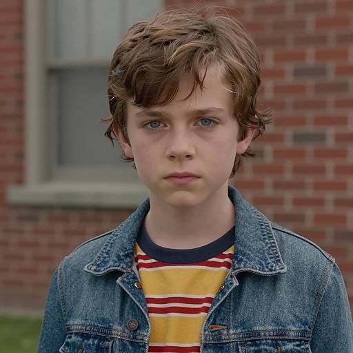Portrait of a Young Boy in Denim Jacket