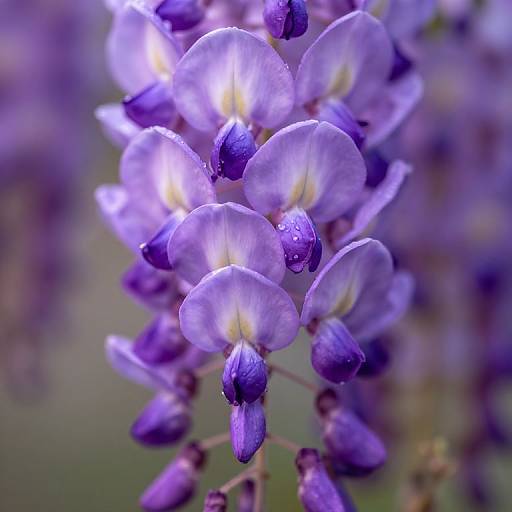 Macro Close-Up of Blooming Wisteria