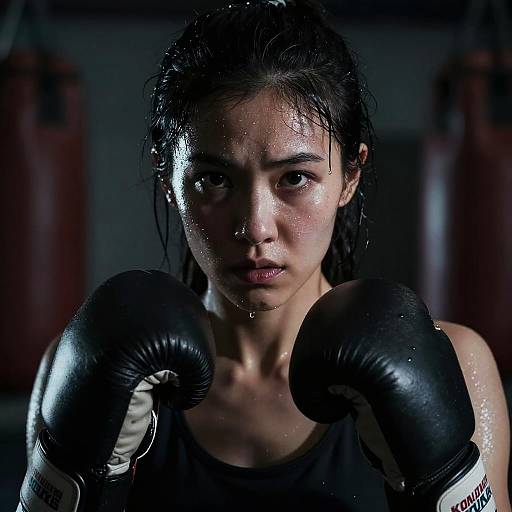 Eerie Close-Up of a Boxer Training