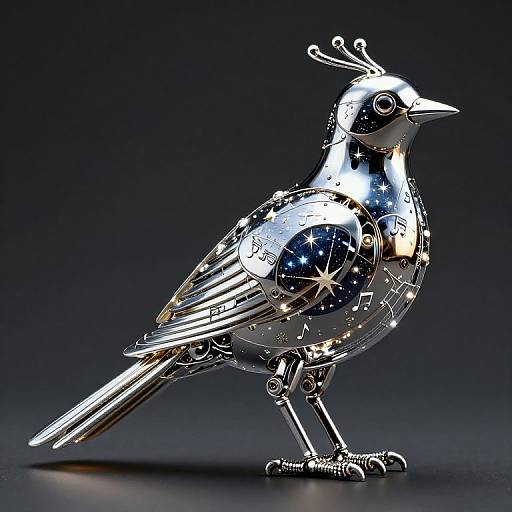 Mechanical Bird with Celestial Patterns