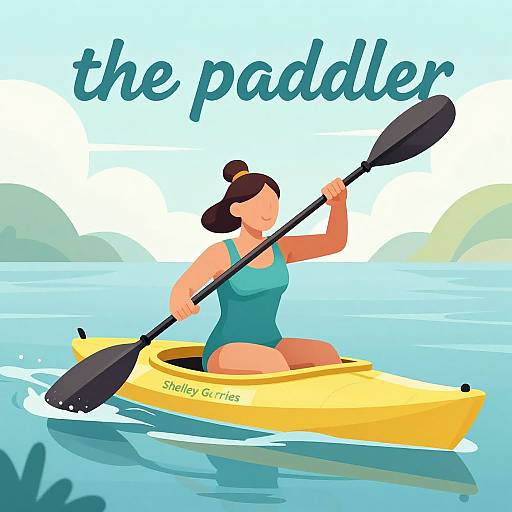 Serene Kayaking Digital Illustration