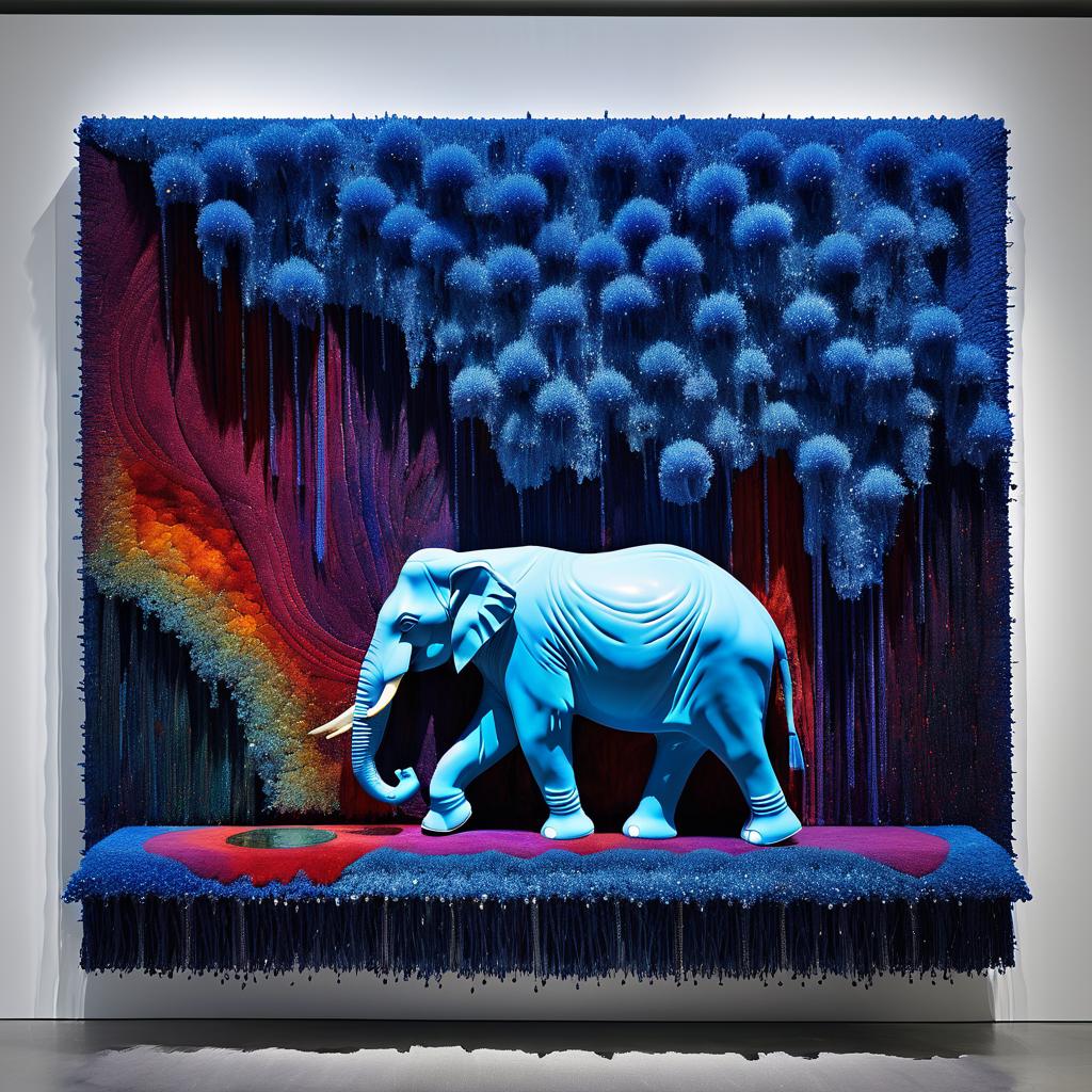 Abstract Elephant Sculpture with Waterfall Theme