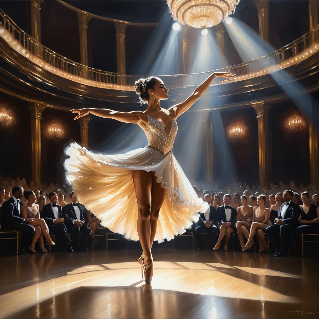 Elegant Dancer in Spotlight at Theater