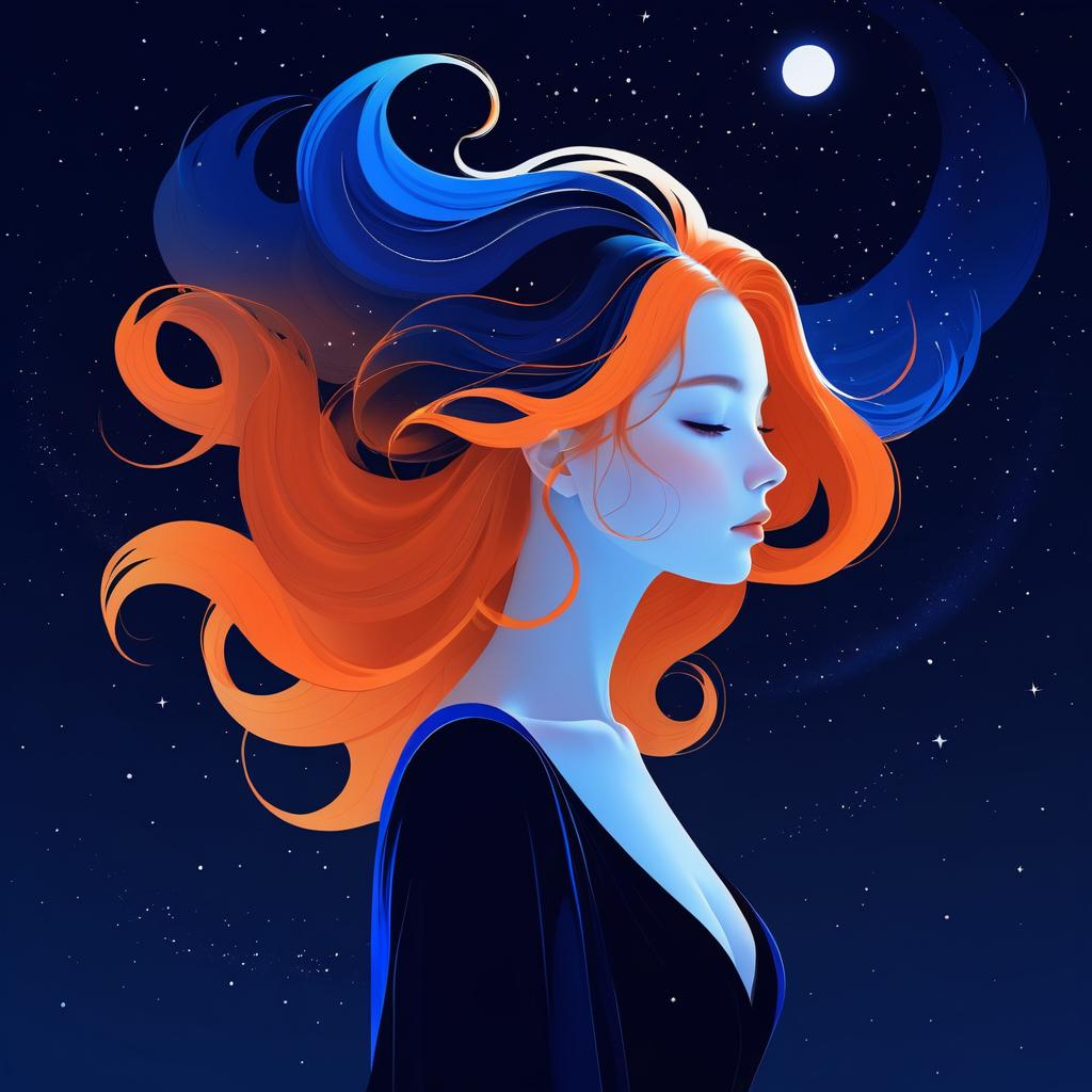 Dreamy Celestial Girl in Minimalist Art