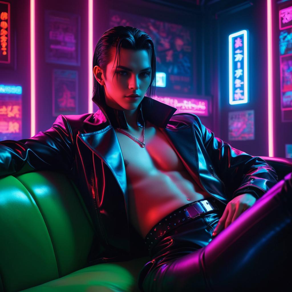 Ecchi Vampire Lord in Neon Ambiance