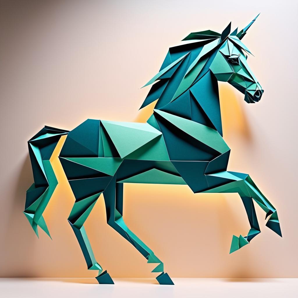 Elegant Origami Horse on Papier Texture