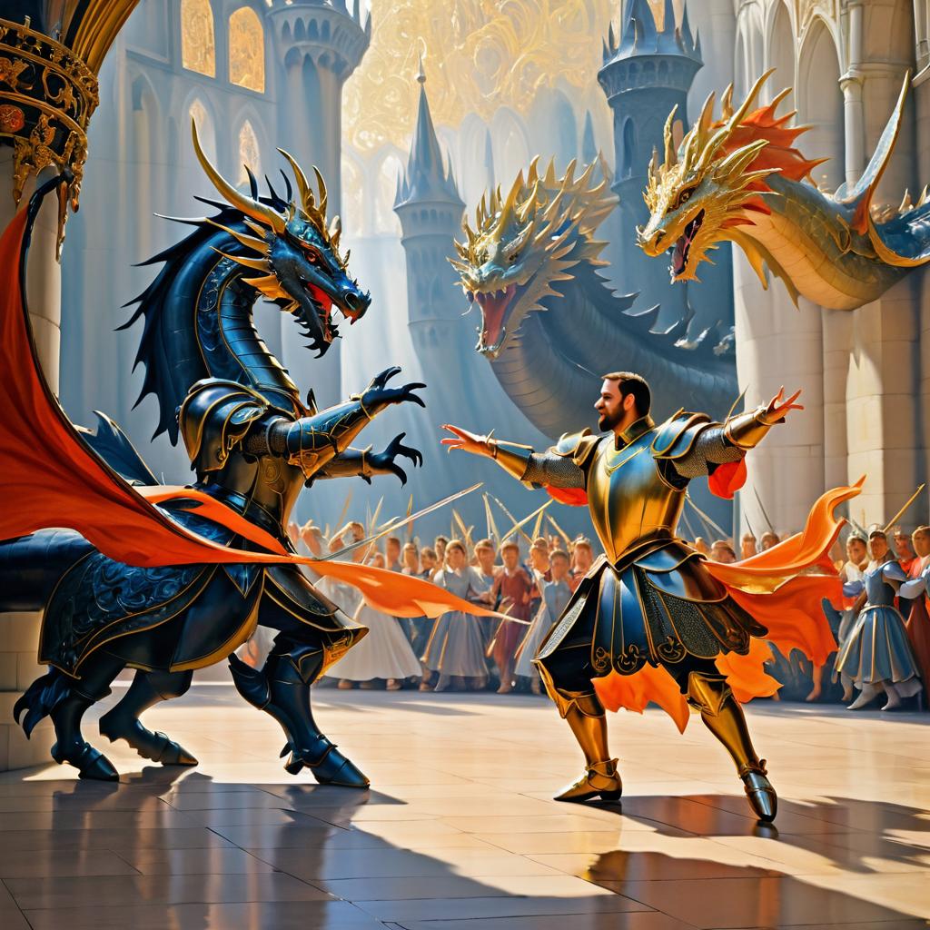 Ballet Knight Engaging a Surprised Dragon