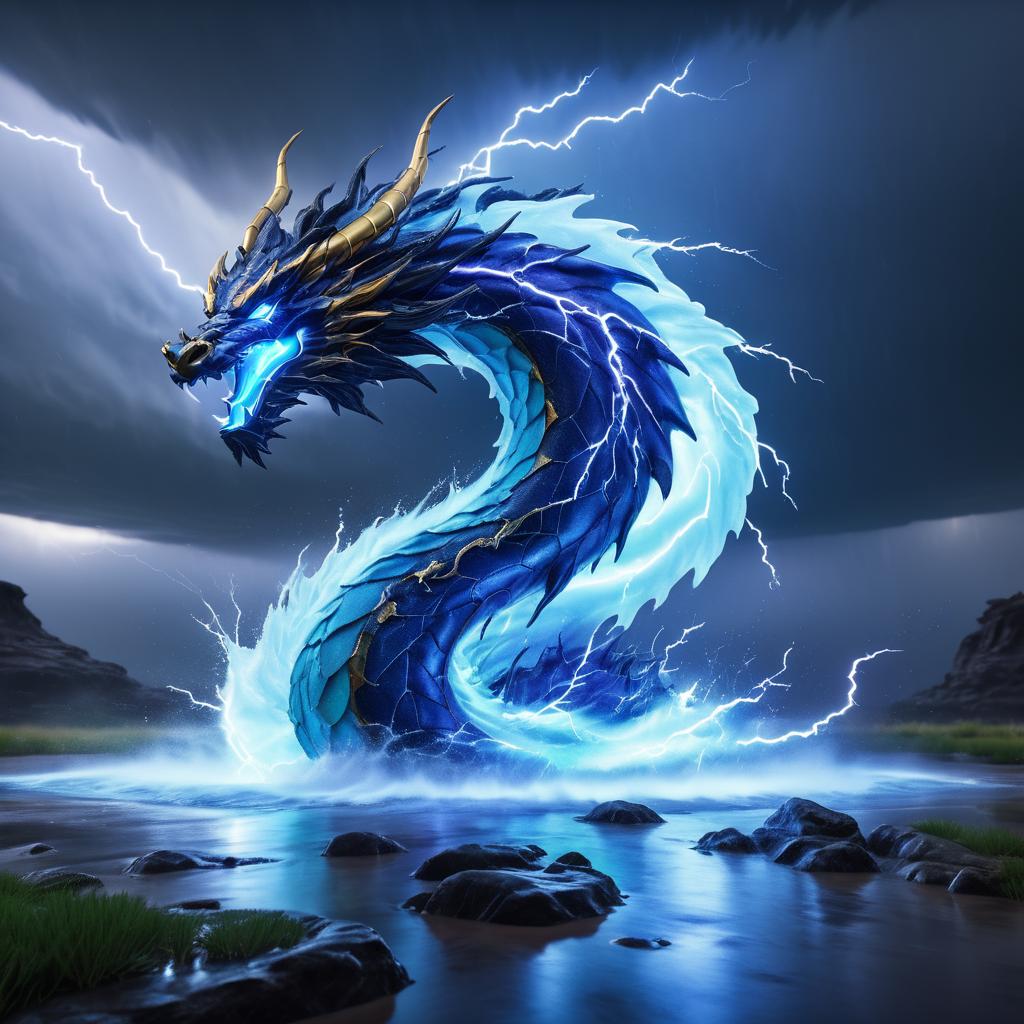 Liquid Dragon in a Stormy Landscape