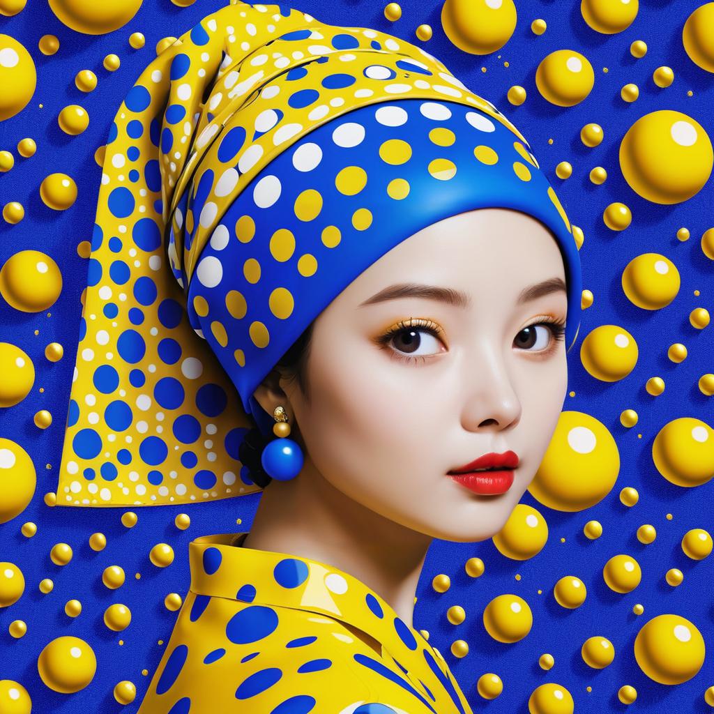 Kusama-Inspired Girl with a Pearl Earring