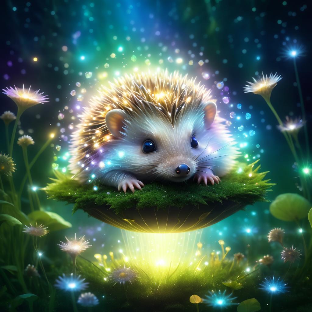 Surreal Hedgehog in a Magical Garden