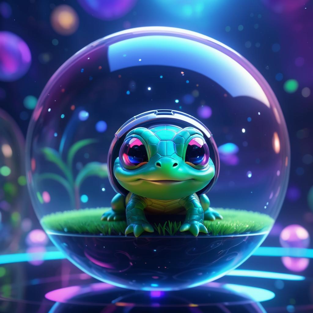 Cute Alien Turtle in Space Sphere