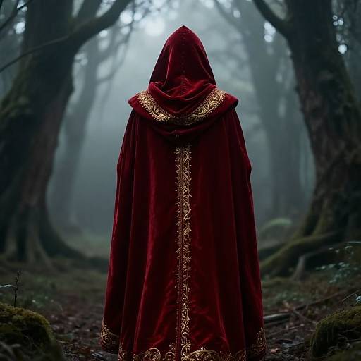 Medieval Knight in Red Velvet Cloak