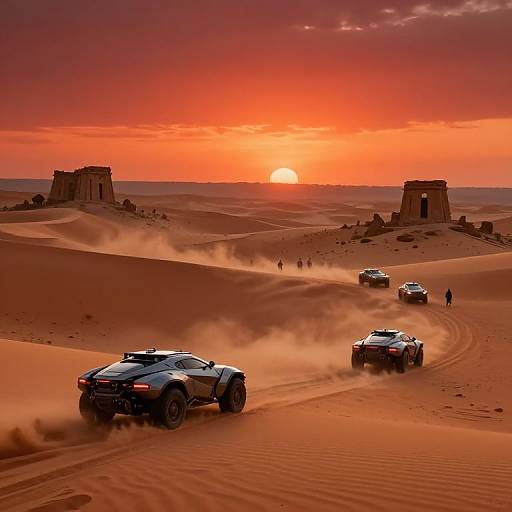 Futuristic Nomads in Desert Wasteland