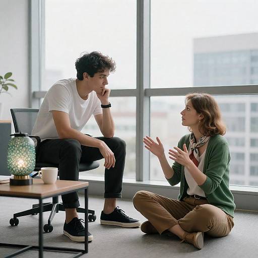 Engaging Office Interaction with City View