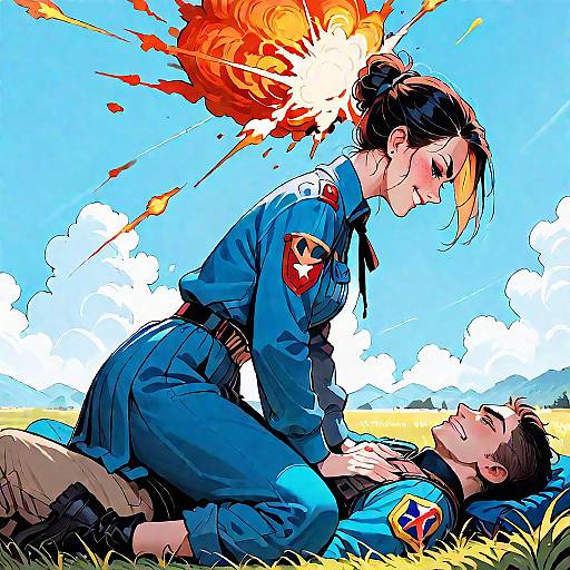 Dynamic Anime Femdom Piggyback Scene