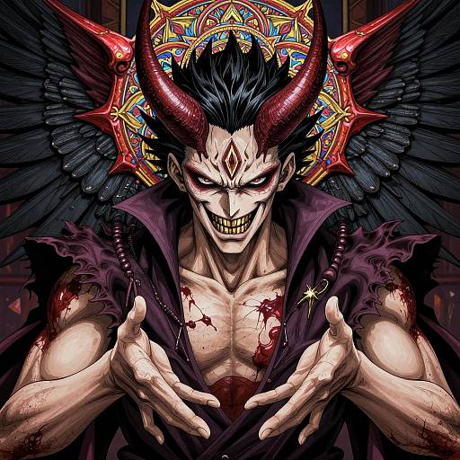 Demonic Man with Mandala Wings Portrait