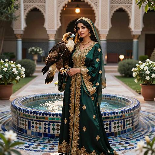 Moorish Princess in Ornate Courtyard