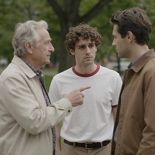 Three Men in a Park Interaction
