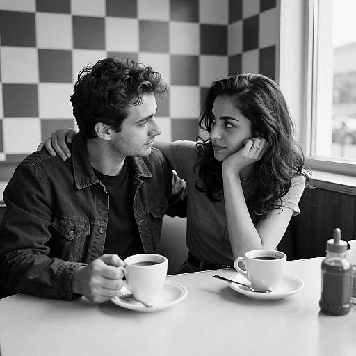 Couple Sharing Coffee in Diner