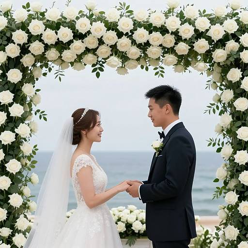 Eternal Vows Beneath White Roses