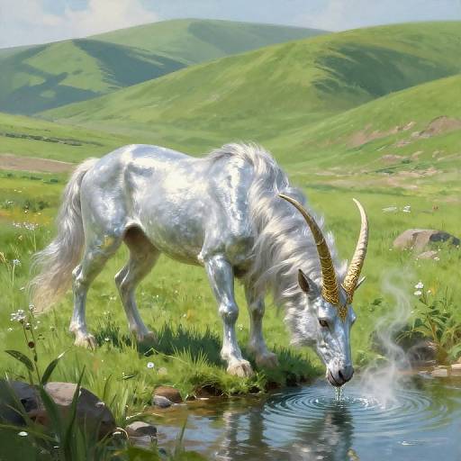 Majestic Mythical Creature in Tranquil Meadow