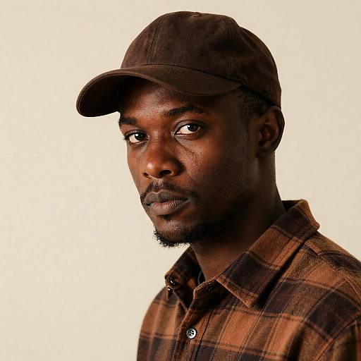 Serious Black Man in Brown Cap