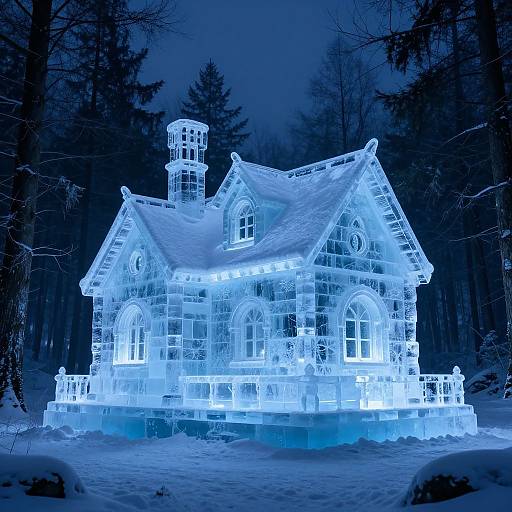 Gloomy Snowy Forest Ice House