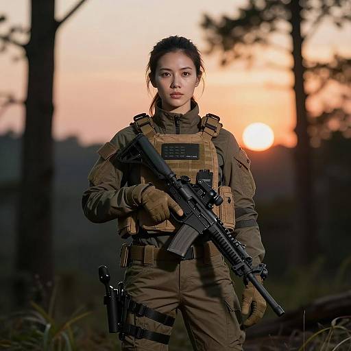 Confident Woman in Tactical Gear Portrait