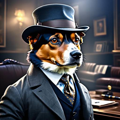 Stern Detective Dog in Elegant Digital Art