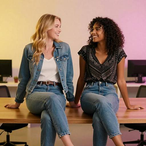 Joyful Moments Between Friends at Work