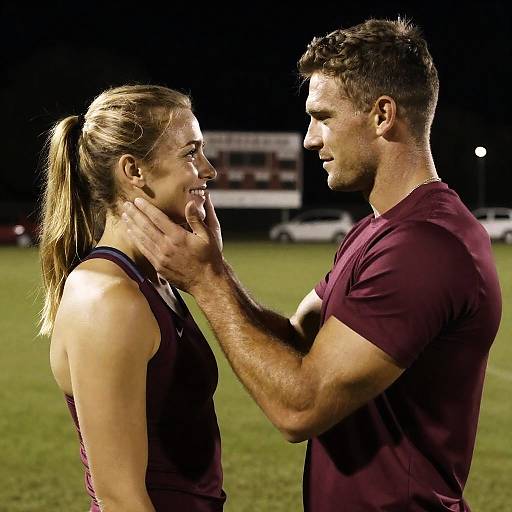 Dynamic Athletes Sharing a Moment