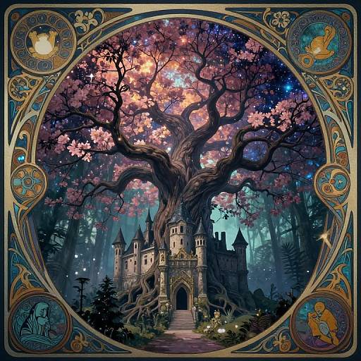 Surreal Art Nouveau Dreamscape Forest