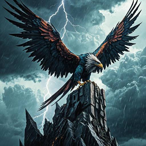 Fantasy Harpy on Jagged Spire in Storm