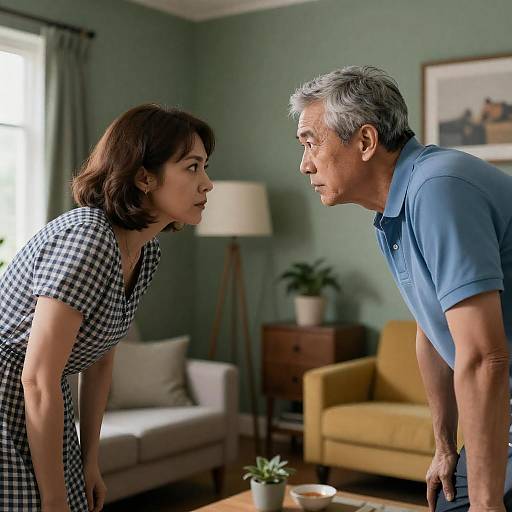 Intense Connection in a Cozy Living Room