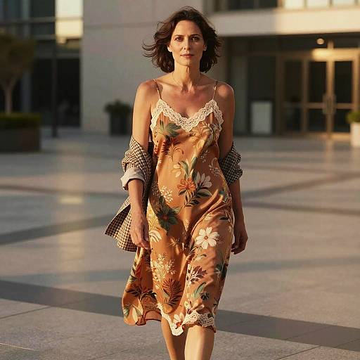 Confident Middle-aged Man in Boho Slip Dress