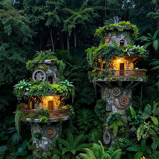 Glowing Stone Structures in Forest