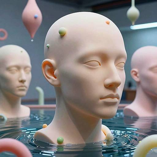 Surreal Bald Head Art Installation