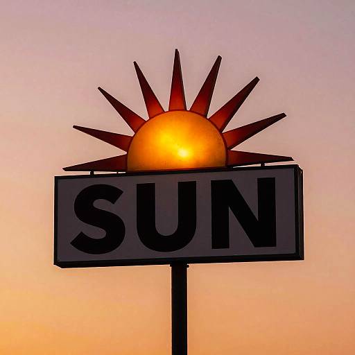 Retro Sunburst Sign at Sunset