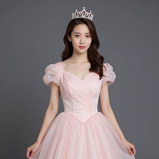 Female Model in Pink Princess Dress