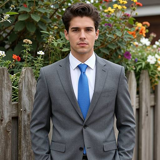 Confident Man in Stylish Suit Outdoors