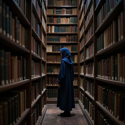 Solitary Figure in Ancient Library