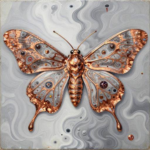 Arcane Copper Moth in Symbolic Style