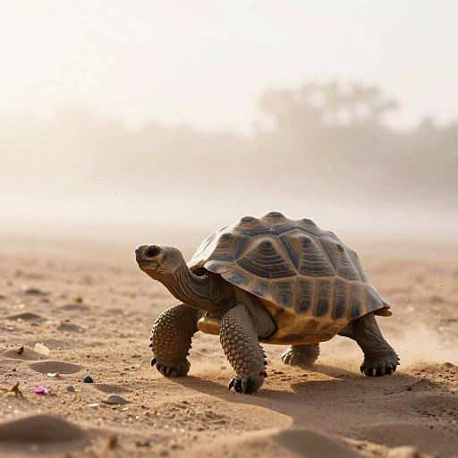 Wise Tortoise in Tranquil Sunrise Desert