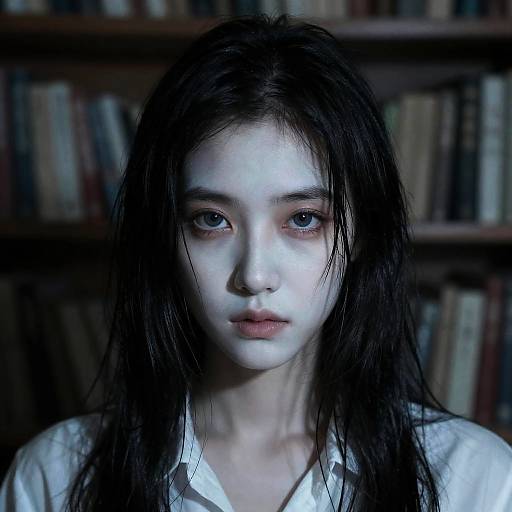 Portrait of Woman with Wet Hair in Dark Room