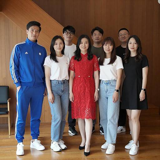 Casual Group Photo in Wooden Room