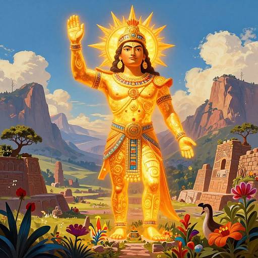 Radiant Inti Over Ancient Ruins
