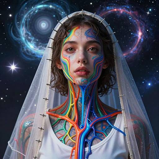 Psychedelic Rainbow Goth Cosmic Portrait