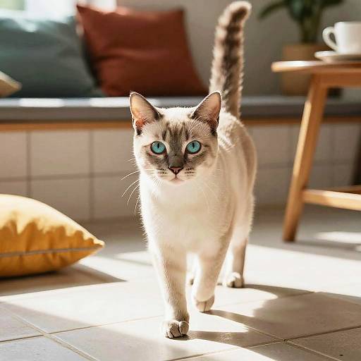 Sleek Tonkinese Cat in Sunlit Nook